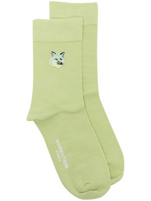 Maison Kitsuné Fox-patch cotton socks - Green