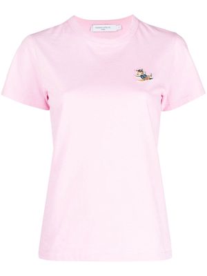 Maison Kitsuné fox-patch cotton T-shirt - Pink