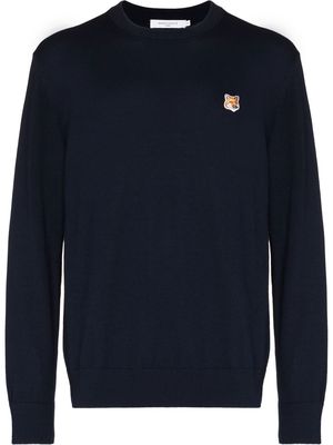 Maison Kitsuné fox patch crew neck jumper - Blue