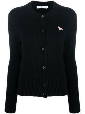 Maison Kitsuné Fox-patch knitted cardigan - Black