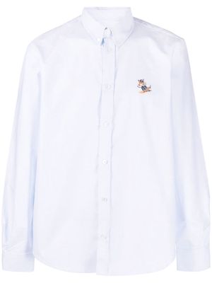 Maison Kitsuné fox-patch long-sleeve shirt - Blue