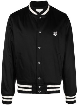 Maison Kitsuné Fox-patch satin bomber jacket - Black