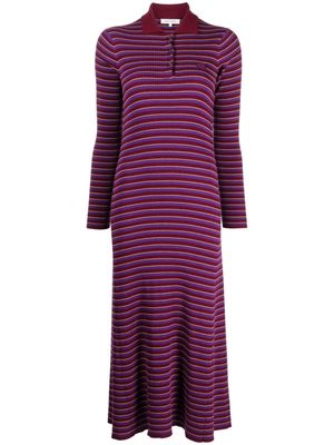 Maison Kitsuné fox-patch striped midi dress - Purple