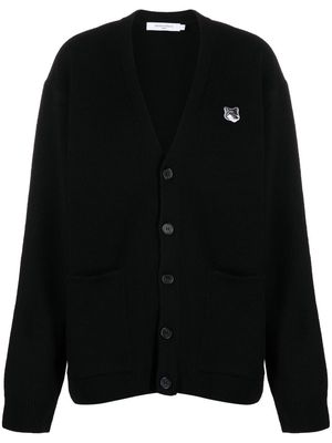 Maison Kitsuné fox-patch wool cardigan - Black