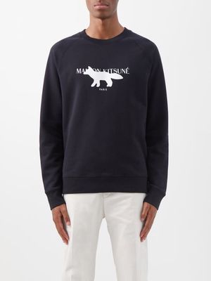 Maison Kitsuné - Fox-print Cotton-jersey Sweater - Mens - Black