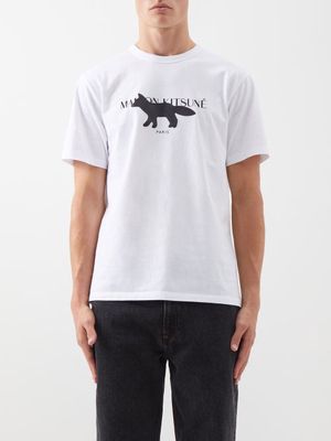 Maison Kitsuné - Fox-print Cotton-jersey T-shirt - Mens - White