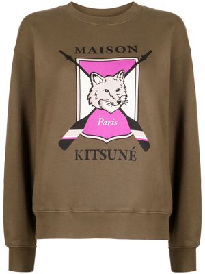 Maison Kitsuné fox-print cotton sweatshirt - Green