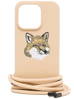 Maison Kitsuné fox-print Iphone 14 pro case - Brown