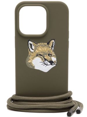 Maison Kitsuné fox-print Iphone 14 Pro case - Green