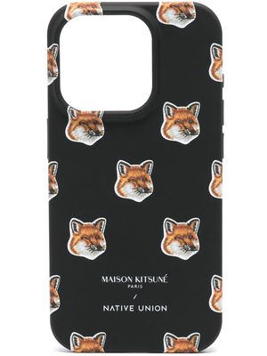 Maison Kitsuné fox-print Iphone 15 Pro phone case - Black