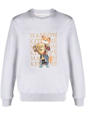 Maison Kitsuné fox-print jersey sweatshirt - Grey