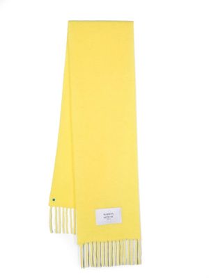 Maison Kitsuné frayed wool blend scarf - Yellow