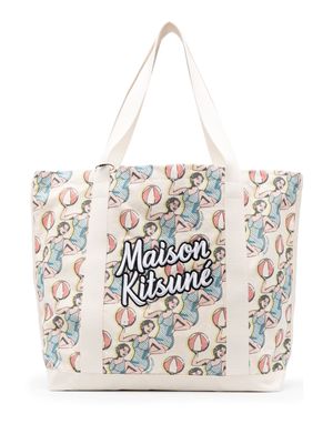 Maison Kitsuné graphic-print tote bag - Neutrals