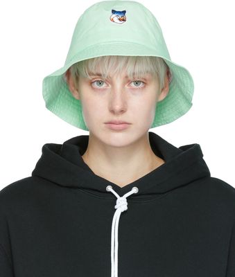 Maison Kitsuné Green Gradient Fox Head Bucket Hat