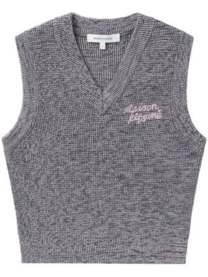 Maison Kitsuné Handwriting logo-embroidered knitted vest - Grey