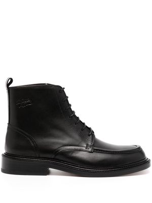 Maison Kitsuné lace-up leather boots - Black