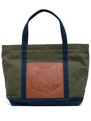Maison Kitsuné large fox-patch tote bag - Green