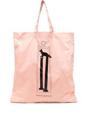 Maison Kitsuné large logo-print tote bag - Pink