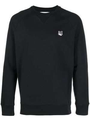 Maison Kitsuné logo-appliqué crew-neck sweatshirt - Black