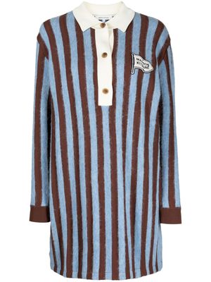 Maison Kitsuné logo-appliqué striped polo dress - Blue