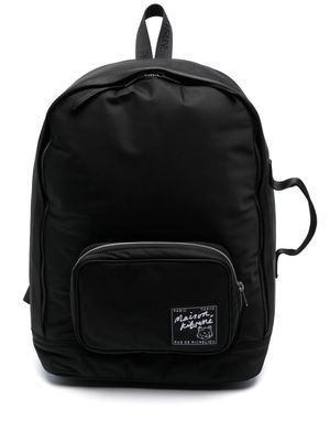 Maison Kitsuné logo-appliqué zipped backpack - Black
