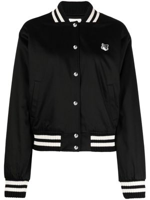 Maison Kitsuné logo-embroidered buttoned bomber jacket - Black