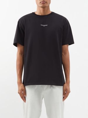 Maison Kitsuné - Logo-embroidered Cotton-jersey T-shirt - Mens - Black