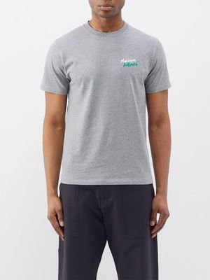 Maison Kitsuné - Logo-embroidered Cotton-jersey T-shirt - Mens - Grey