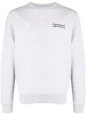Maison Kitsuné logo-embroidered cotton sweatshirt - Grey