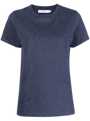 Maison Kitsuné logo-embroidered cotton T-shirt - Blue