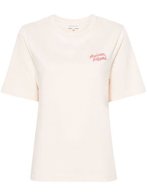 Maison Kitsuné logo-embroidered cotton T-shirt - Neutrals