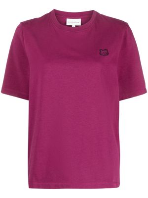 Maison Kitsuné logo-embroidered cotton T-shirt - Pink
