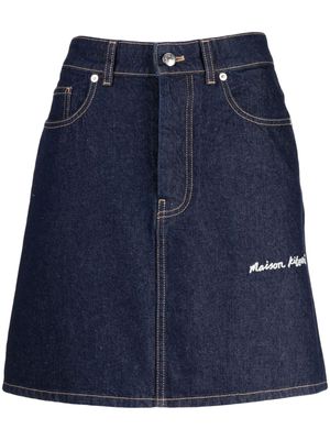 Maison Kitsuné logo-embroidered denim skirt - Blue