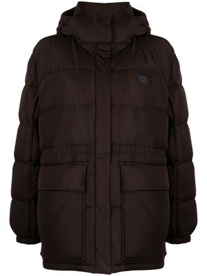 Maison Kitsuné logo-embroidered hooded padded jacket - Brown