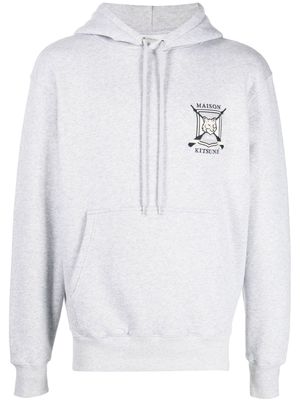 Maison Kitsuné logo-embroidered jersey hoodie - Grey