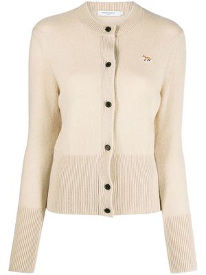 Maison Kitsuné logo-embroidered knitted cardigan - Neutrals