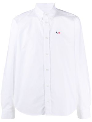 Maison Kitsuné logo-embroidered long sleeved shirt - White