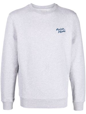 Maison Kitsuné logo-embroidered mélange-effect sweatshirt - Grey