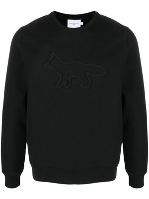 Maison Kitsuné logo-embroidered round-neck sweatshirt - Black