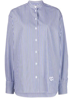 Maison Kitsuné logo-embroidered striped cotton shirt - Blue