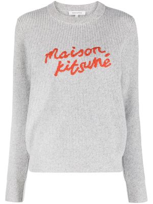 Maison Kitsuné logo-embroidered waffle-knit jumper - Grey