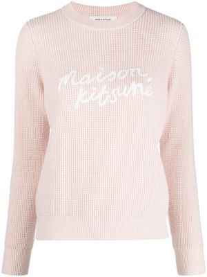 Maison Kitsuné logo-embroidered waffle-knit jumper - Pink