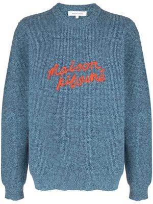 Maison Kitsuné logo-embroidered wool jumper - Blue