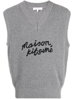 Maison Kitsuné logo-embroidered wool vest - Grey
