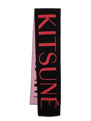 Maison Kitsuné logo-intarsia reversible jacket - Black