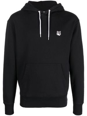 Maison Kitsuné logo-patch cotton hoodie - Black