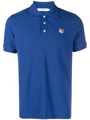 Maison Kitsuné logo-patch cotton polo shirt - Blue