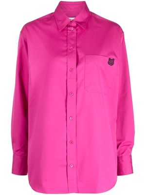 Maison Kitsuné logo-patch cotton shirt - Pink