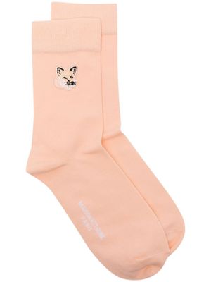 Maison Kitsuné logo-patch cotton socks - Pink