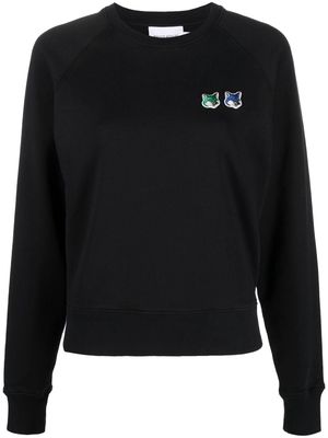 Maison Kitsuné logo-patch cotton sweatshirt - Black